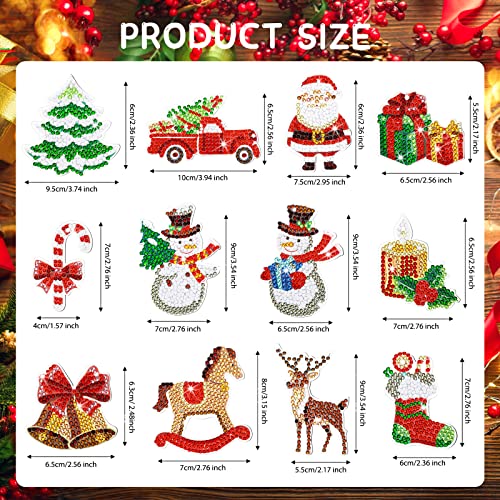 Ferraycle 12 Pcs Diamond Art Christmas Ornaments Xmas Diamond Painting Kit