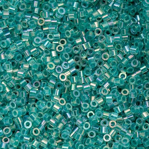 John Bead 25g Cylin Beads Transparent Teal Caribbean AB 11/0 Glass Cylindrical Seed Beads for Jewelry Bracelets Necklaces Earrings Making Embroidery - color: Transparent Teal Caribbean AB