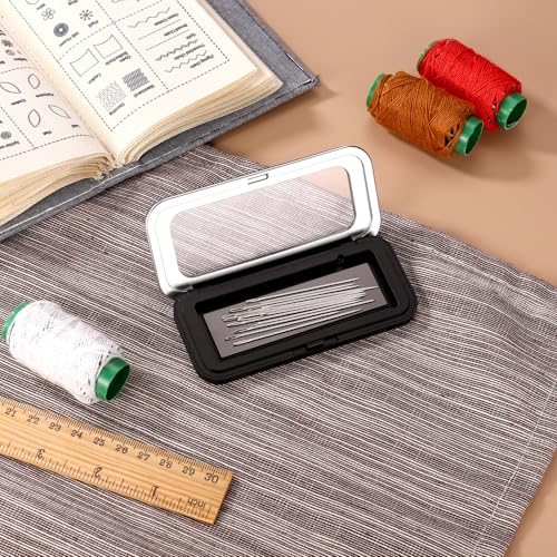 Magnetic Needle Holder Case with Clear Lid, Bobby Pin Storage Box Container Needlepoint Accessories with Snap Closure Needle Point Organizer for Sewing Quilting Embroidery & Craft Supplies (Large)