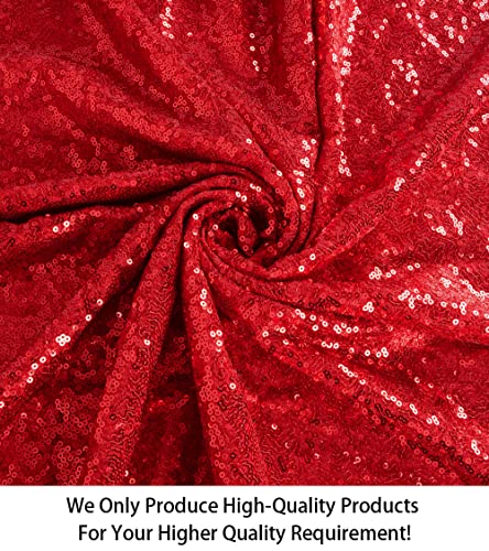 ShiDianYi 15 Feet Sequin Fabric by The Yard - 5 Yards Red Glitter Mesh Material for Sewing, Dress Making - Sparkle Fabric - color: Red, size: 5 Yard