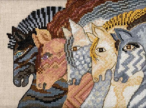 Moroccan Mares Beaded Counted Cross Stitch Kit (Linen) Mill Hill 2017 Laurel Burch Horses Collection LB301712
