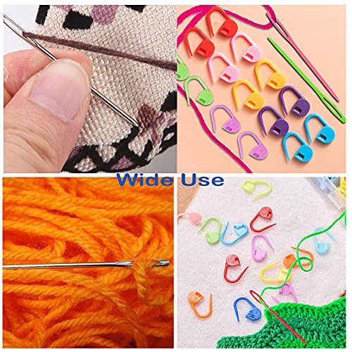 Orrdice 26 Pcs Sewing Knitting Kits, 9 Pcs Large-Eye Blunt Yarn Needles, 4 Pcs Plastic Weaving Needles,12 Pcs Colorful Knitting Crochet Locking Counter Stitch Needle, Suitable for Crochet Project - color: 26 PCS
