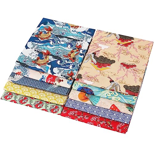 Craftido -25 Options- 100% Cotton Quilting Fabric Bundles 10pcs Fat Quarters 18”x21”-Medium Weight 5.2 oz- Soft Cotton for Quilting, Sewing Project, Patchwork, DIY Crafts – Japanese Style - color: Japanese Style