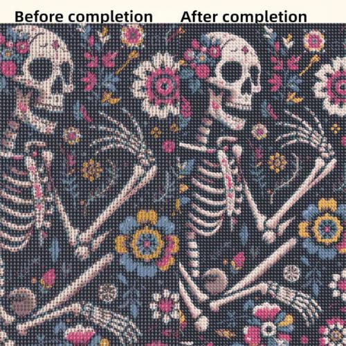 5D Flower Diamond Painting Kits for Adults, Floral Skull Diamond Art Kits - color: KM1187-1
