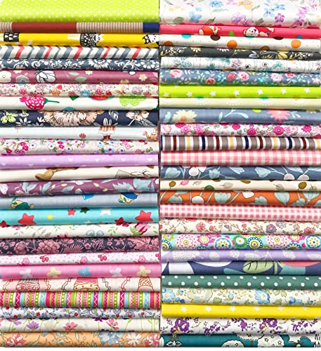 50pcs 8" x 8" Fabric Squares 100% Cotton Fabric Bundles Quilting Craft Supplies Floral Precut Squares Patchwork for Sewing DIY Quilt Patchwork - size: 8x8 Inches