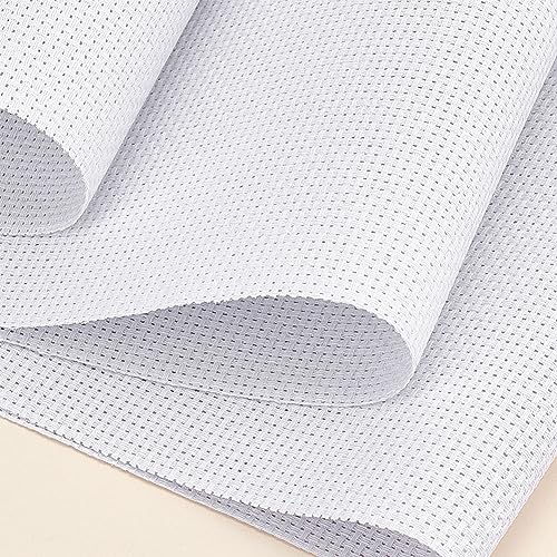 BENECREAT 14 Pieces White Cotton Fabric Embroidery Fabric, 12x12inch Square Aida Cloth Cotton Cross Stitch Cloth for Making Garment Craft
