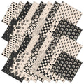 JarThenaAMCS 32Pcs Boho Ivory Charm Square 5-Inch Cotton Fabric Squares Bundles Black Beige Rainbow Mushroom Flower Quilting Sewing Fabrics for DIY Handmade Craft Decor