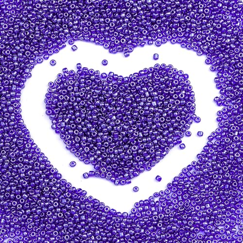 Legefo 4mm Glass Seed Beads Bulk, Metallic Blue 6/0 Small Mini Pony Seed Beads, Tiny Round Craft Bead for Bracelet Necklace Wrist Jewelry Making Beading Weaving DIY Crafts Supplies, 1000pcs - color: Metallic Blue
