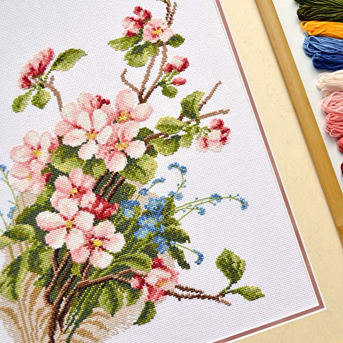 Povitrulya Counted Cross Stitch Kit ‘Apple Blossoms' – Embroidery Set - color: Apple Blossoms