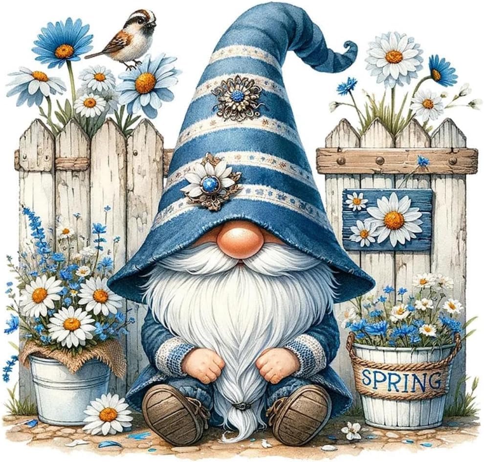 Flower Gnome Stamped Cross Stitch Kits Gnome Cross Stitch Patterns, Dimensions Cross Stitch Kits Embroidery Kit Arts and Crafts for Beginners 13.7x13.7 inches - color: D062A