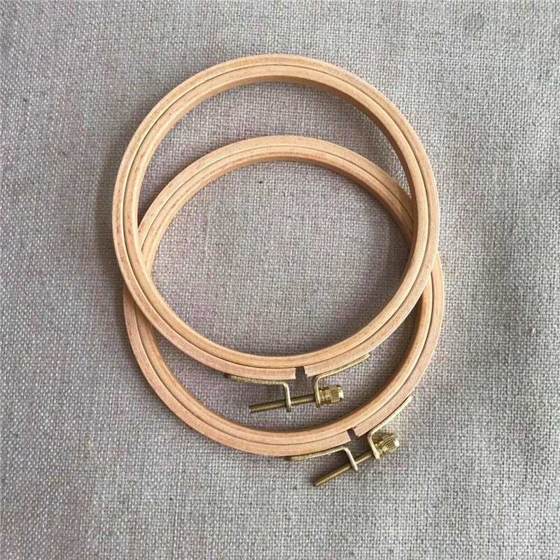 Beech Wood Embroidery Hoops - Small Round Craft Frames for Hand Stitching, Cross Stitch, DIY Art, Natural Wooden Hoops Small Wooden Craft Rings Round Stitching Frames (2pcs, 5 inch) - color: 2pcs, size: 5 inch