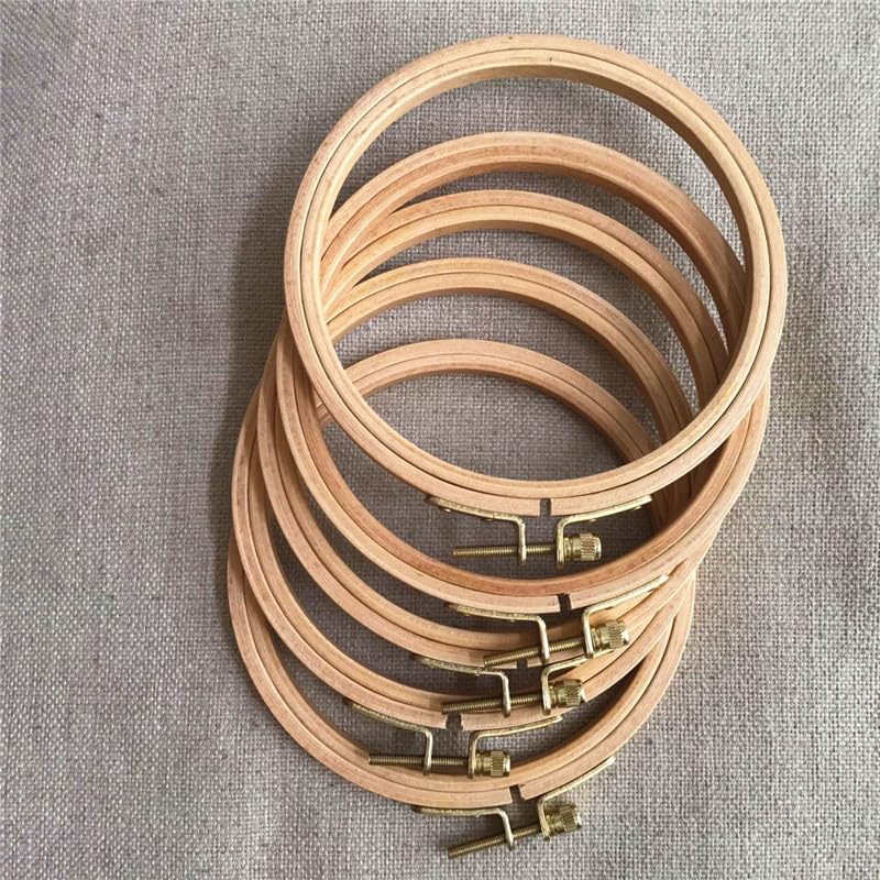 Beech Wood Embroidery Hoops 5 Inch (5-Pack) - Natural Wooden Round Hoop Frame for Cross Stitch, Hand Embroidery Ring, Needlework & DIY Wall Art Craft Supplies for Beginners - color: 5pcs, size: 5 inch