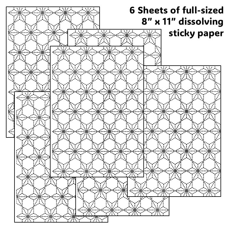 Sashiko Stick & Stitch Patterns, Japanese Embroidery Templates, Dissolvable Transfer Paper for Visible Mending (Larger) (Snowflakes) - color: snowflakes