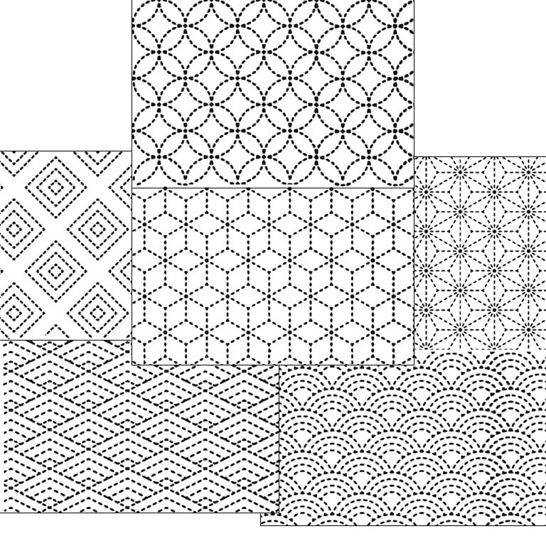 Sashiko Stick & Stitch Patterns, Japanese Embroidery Templates, Dissolvable Transfer Paper for Visible Mending (Geo)