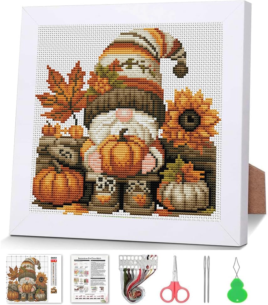 Fall Cross Stitch Kits, Cross Stitch Kits for Adults Beginner with Framed - color: cross stitch Framed-4
