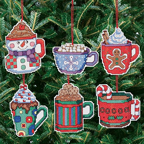 Janlynn Counted Cross Stitch Kit, Coca Mug Ornaments,Brown