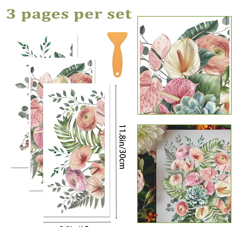 3 Sheets Elegant Calla Lilies Rub on Transfers for Crafts, 12×6in - style: Calla Lily Floral