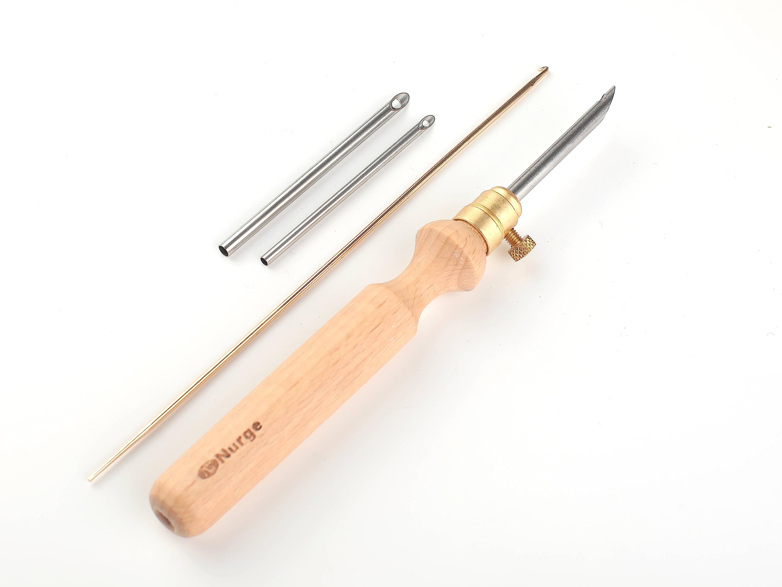 Nurge Premium Quality Punch Needle Kit, 3mm-4mm-5mm Metal Tubes and Wooden Handle Punch Needle Kits for Adult Beginner, Embroidery Weaving Tools for Thread - color: Big Punch Needle