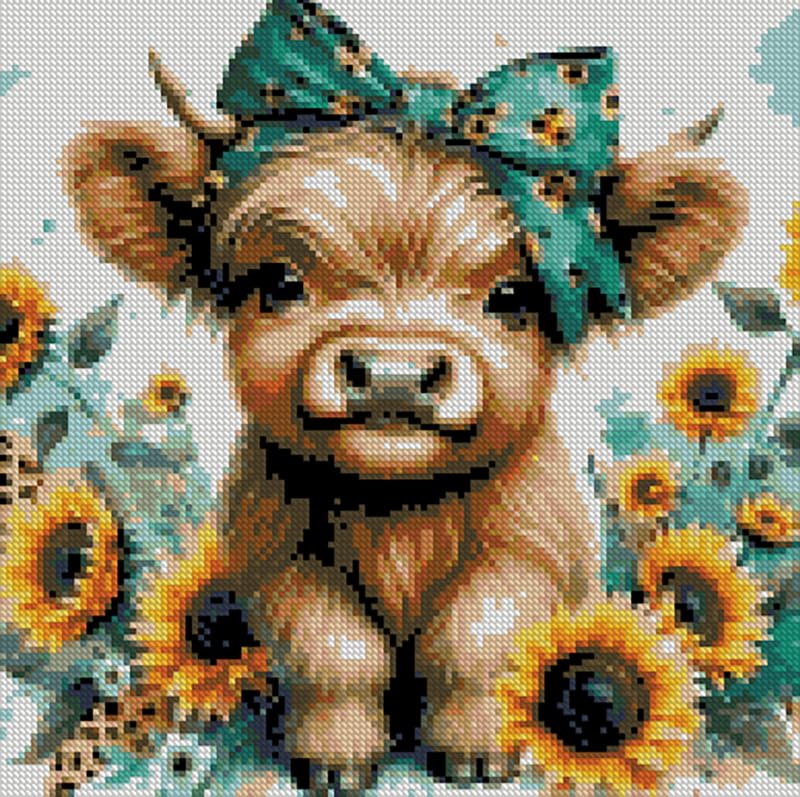 Cow Stamped Cross Stitch Kits for Adults Beginner,Counted Embroidery Kits - color: cow