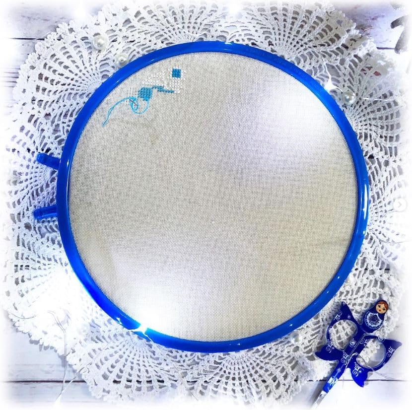 Nurge Metal Embroidery Hoops - Premium Spring Tension Embroidery Hoop for Cross Stitch - Durable Ring with Quick Release Safety Clip - Ideal for Crafters,Beginners & Professionals - Blue - Medium - color: Blue, size: Medium