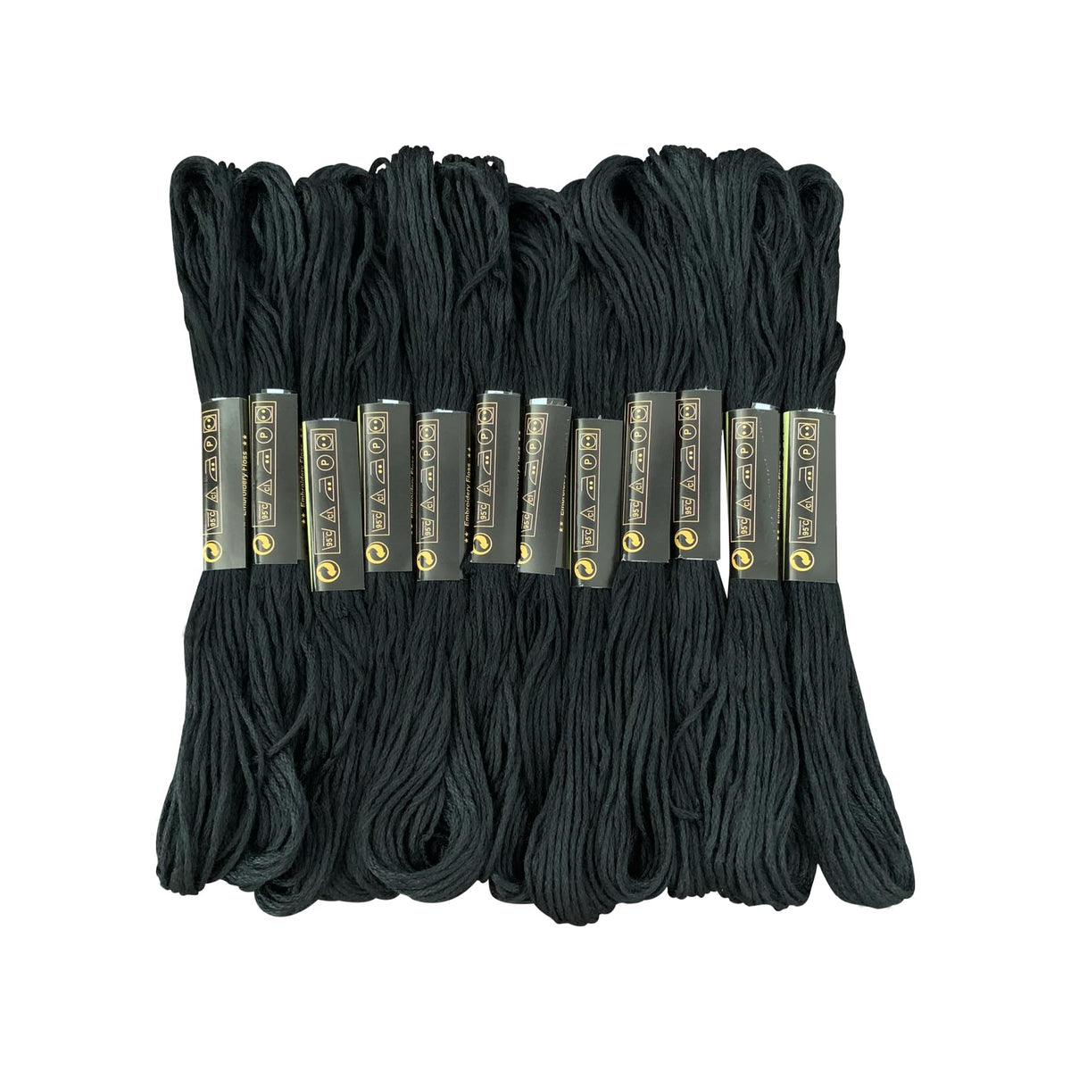 12 Skeins Embroidery Floss Black Color, Friendship Bracelet String Cross Stitch Embroidery Thread Floss Bracelet Making Yarn, Craft Floss（Black） - color: Black