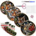 LB 4 Pack Wildlife Animal Leopard Embroidery Kit for Beginners Green Leaf Beginner Embroidery Kit for Adults DIY Starter Kit with Embroidery Hoop Colorful Threads Tools Step by Step Instructions - color: Green