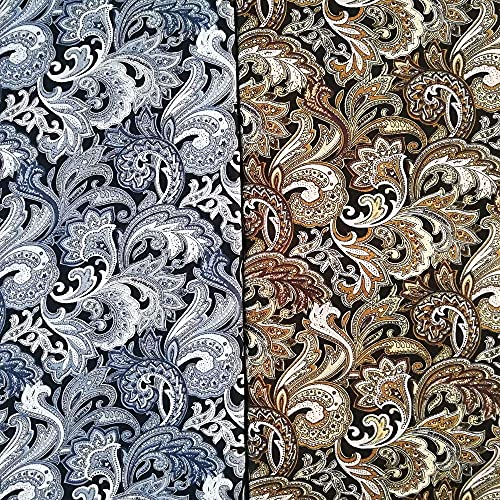 Fat Quarters Fabric Bundles Cotton Quilting Fabric, Dark Paisley Pattern - color: Dark Paisly