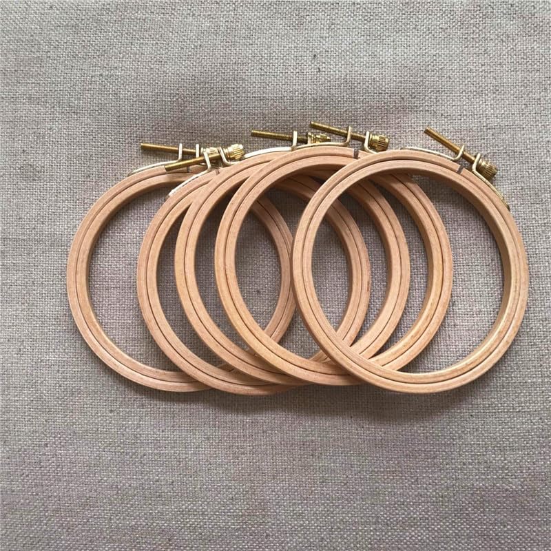 Beech Wood Embroidery Hoops - Small Round Craft Frames for Hand Stitching, Cross Stitch, DIY Art, Natural Wooden Hoops Small Wooden Craft Rings Round Stitching Frames (5pcs, 4 inch) - color: 5pcs, size: 4 inch