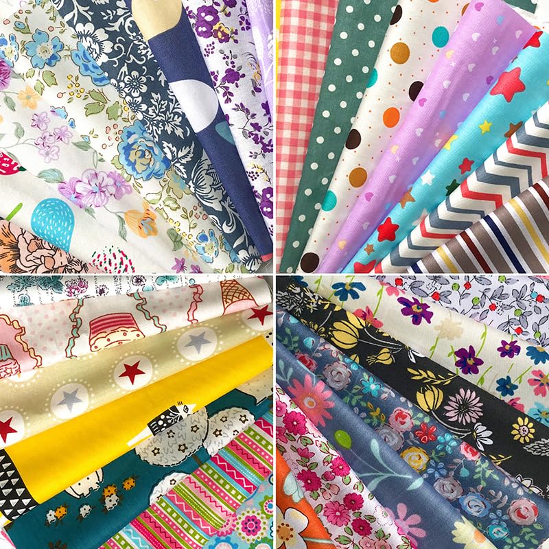 50pcs 10x10 Inches Cotton Quilting Fabric Craft Supplies Top Fat Quarter Bundles Floral Precut Fabric Square for DIY Craft Patchwork - size: 10x10 Inches