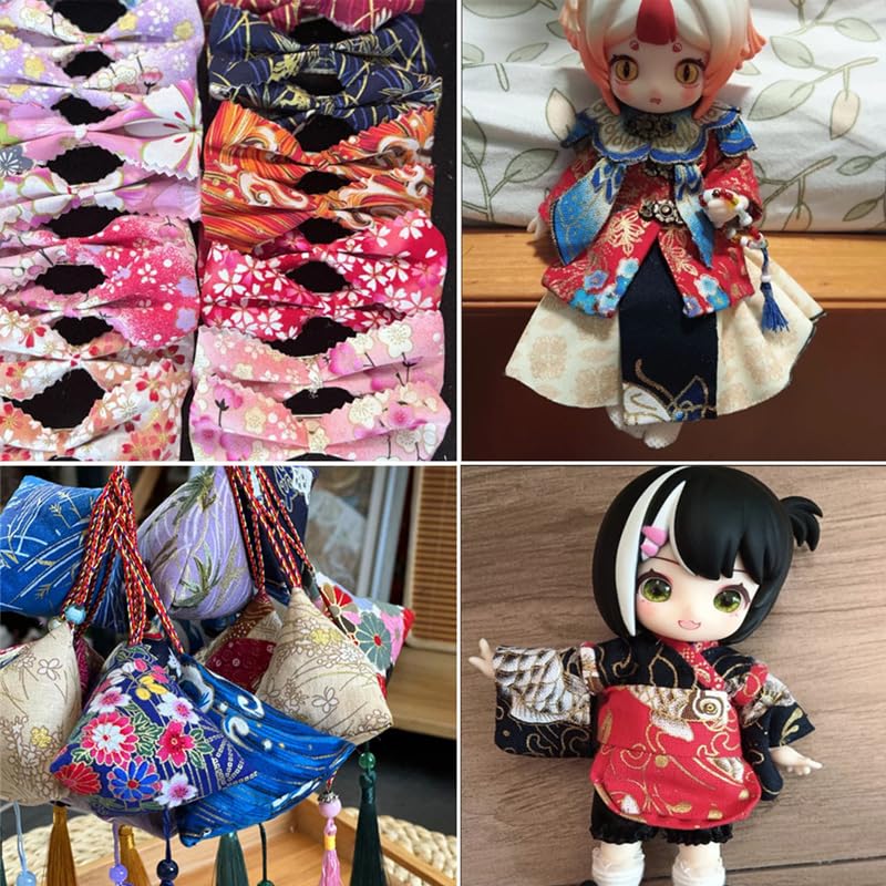 50Pcs Japanese Style Fabric Squares Fat Quarters Cotton Wrapping Cloth Quilting Fabric Bundles for DIY Patchwork Sewing,10x10cm