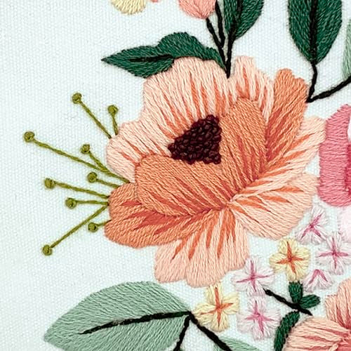DUTCH STITCH BROTHERS Wildflower Embroidery Starter Kit with Pattern and Instructions. Stamped Embroidery Kits with Embroidery Clothes with Pattern. 6" Embroidery Hoop - color: DSB031 Stamped fabric