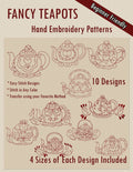 Fancy Teapots Hand Embroidery Patterns