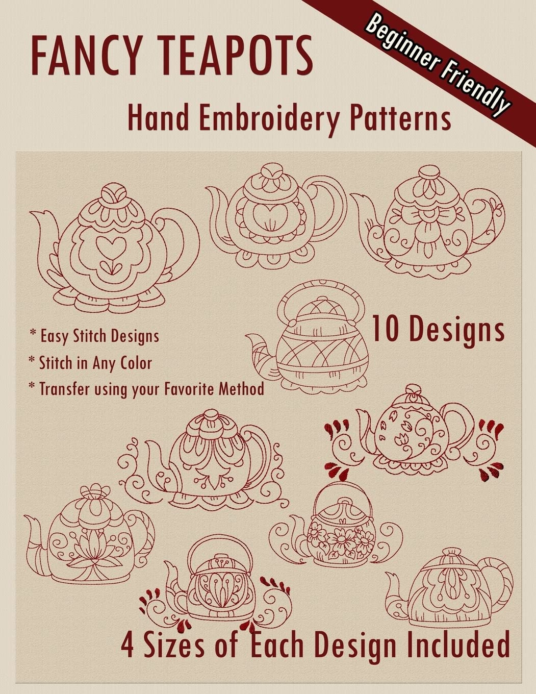 Fancy Teapots Hand Embroidery Patterns