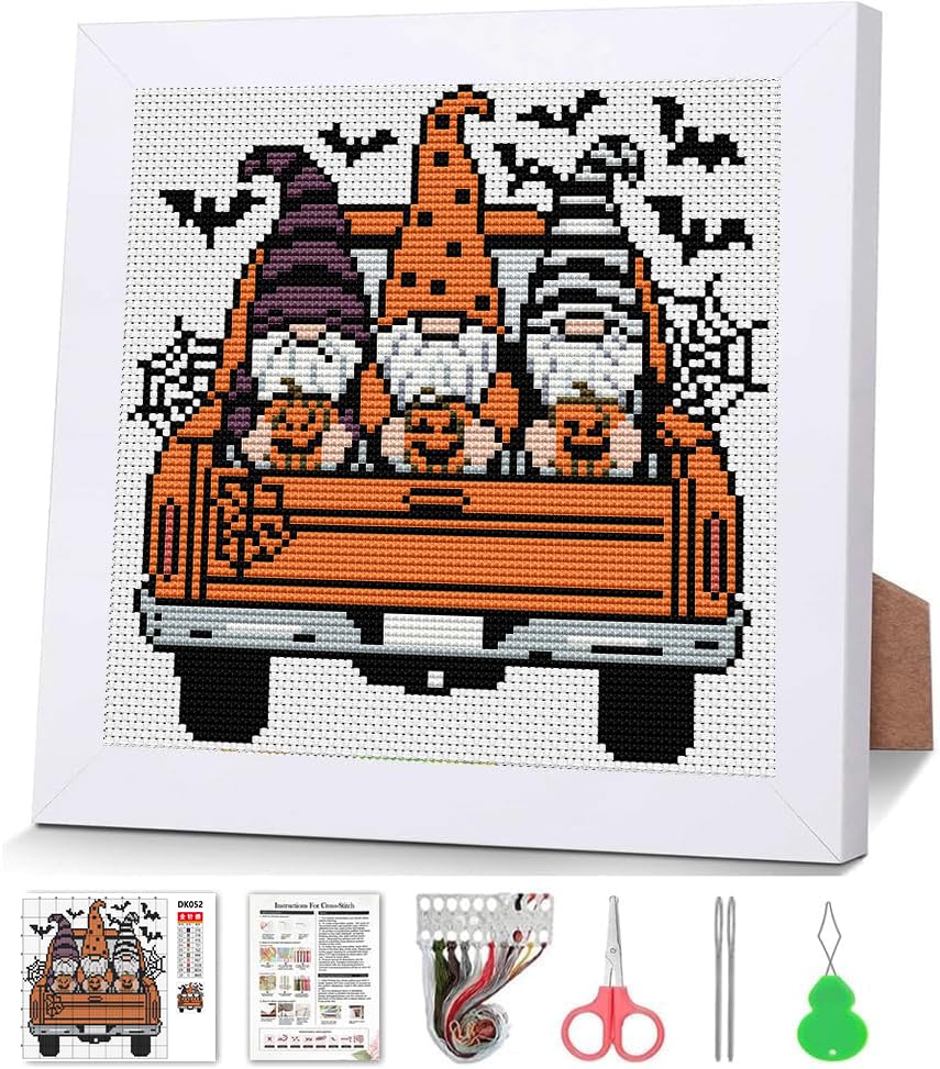 Gnome Cross Stitch Kits, Cross Stitch Kits for Adults Beginner with Framed - color: cross stitch Framed-5