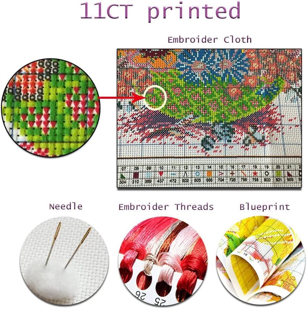 Pumpkin Fall Stamping Cross Stitch Kit for Adults Dimensions Stitching Kit - color: J180-01