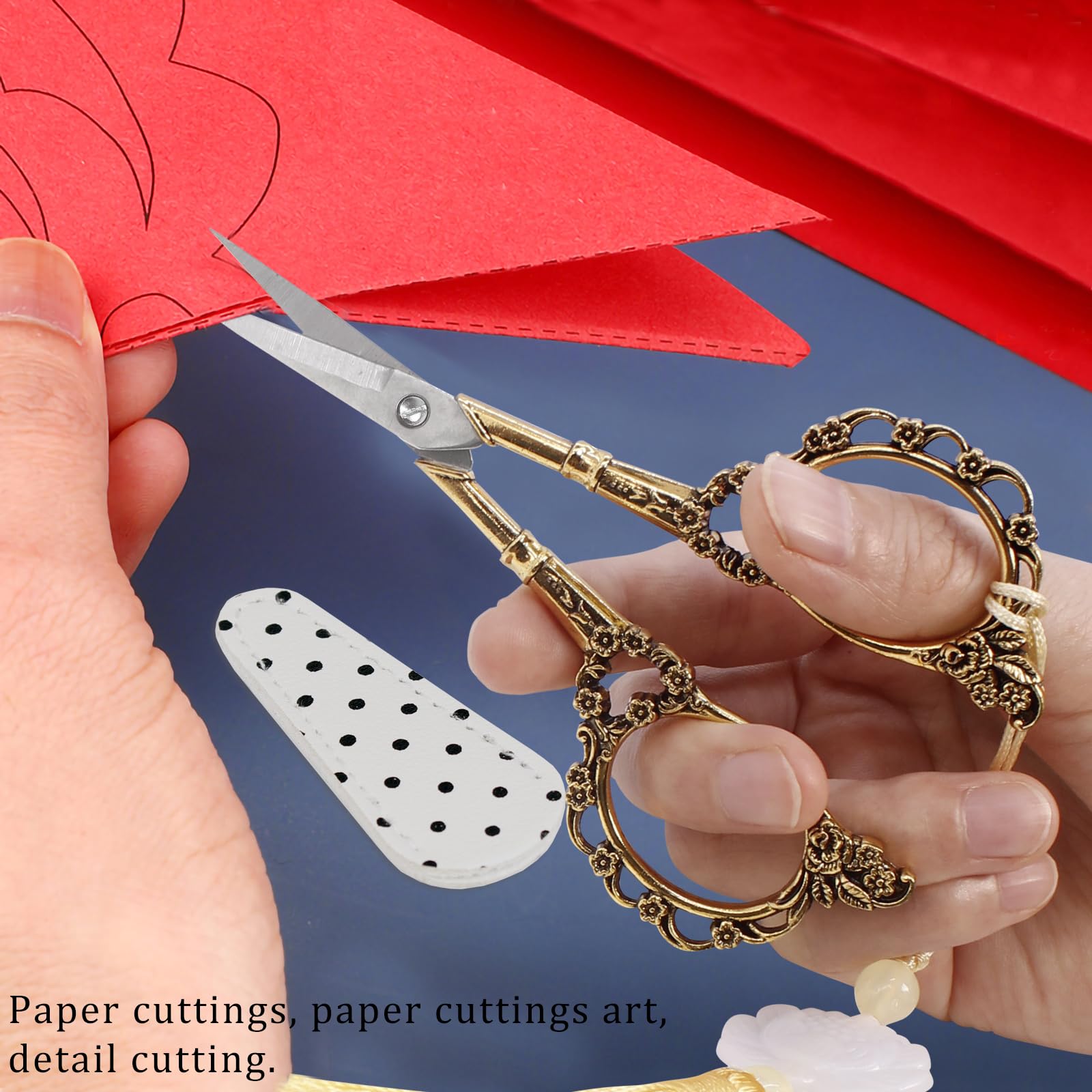 BIHRTC 4.5Inch Embroidery Stainless Steel Scissors with Leather Cover Tassel DIY Tools Dressmaker Small Shears Precision for Crafting Thread Cutting Sewing DIY Artwork Housework - size: 4.5inch, style: Style 1102