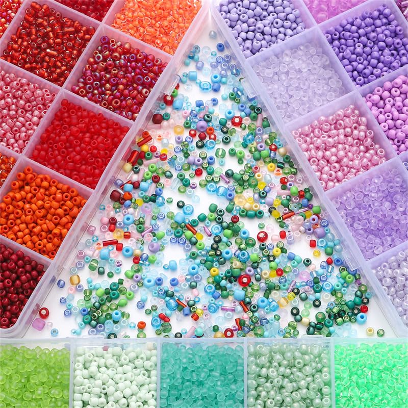 15 Color Glass Seed Tube Bugle Beads Bracelet Jewelry Making Kit,Red - color: red