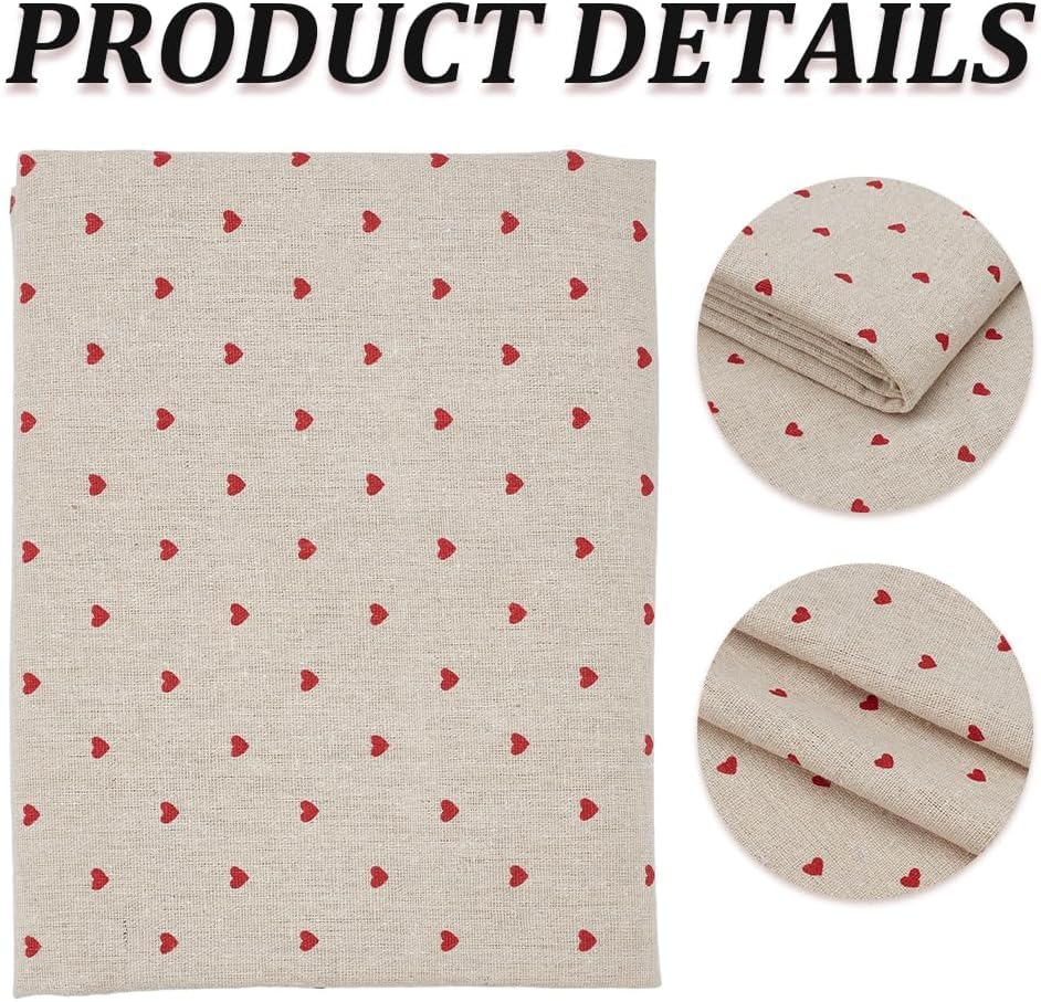 1.09 Yards 37 Inch Red Heart Linen Fabric Washable Mini Love Hearts Flaxen Upholstery Linens Quilting Cloth Fabrics for Sewing Making Clothing Tablecloth Bag Cushion DIY Craft Supply - size: 1580MM, style: Heart