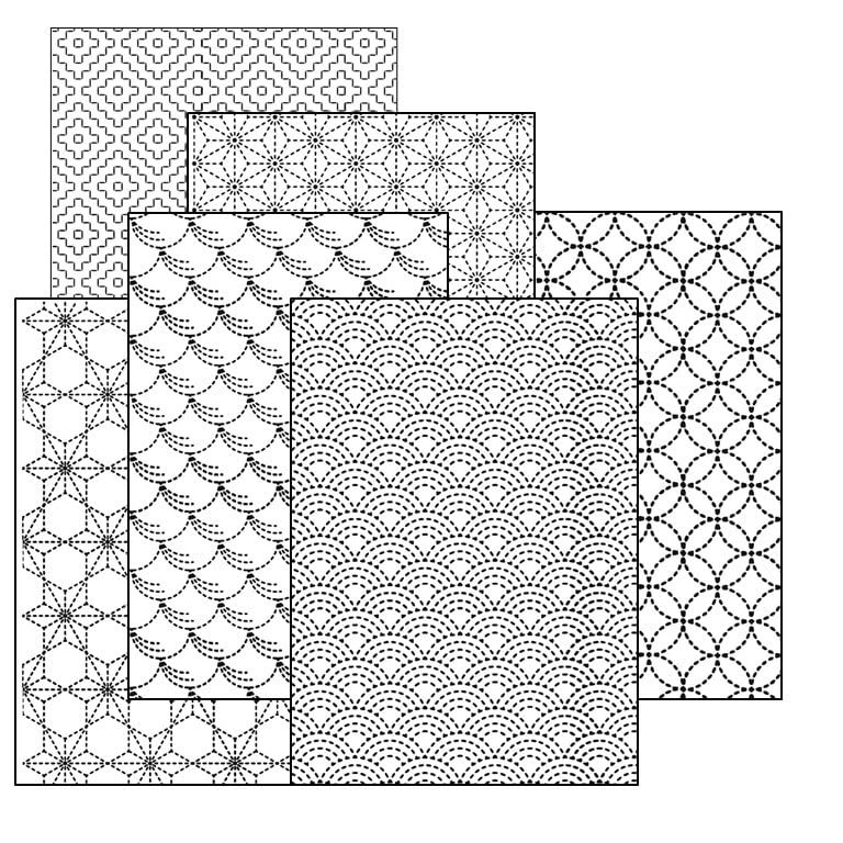 Sashiko Stick & Stitch Patterns, Japanese Embroidery Templates, Dissolvable Transfer Paper for Visible Mending (Larger) (Azteca and Stars) - color: az multi