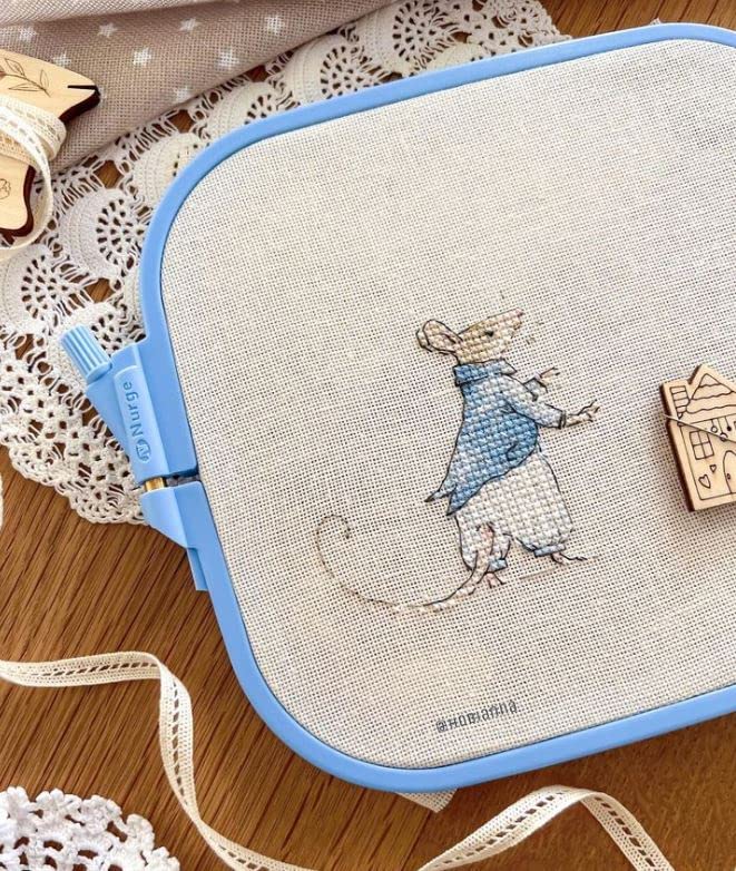 Nurge Square Embroidery Hoop - Plastic Cross Stitch Frame for Needlepoint & Embroidery - Adjustable Craft Hoop - Blue - No:2 (Small) - color: Blue, size: No:2 (Small)