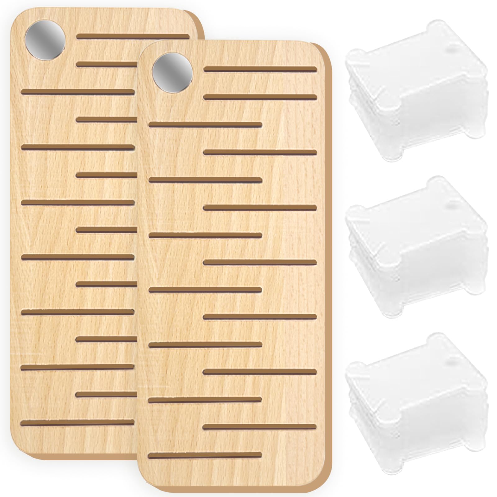 HAND U JOURNEY Beech Wood Floss Organizer, 2 Holders with 30 Bobbins - size: 2Pcs