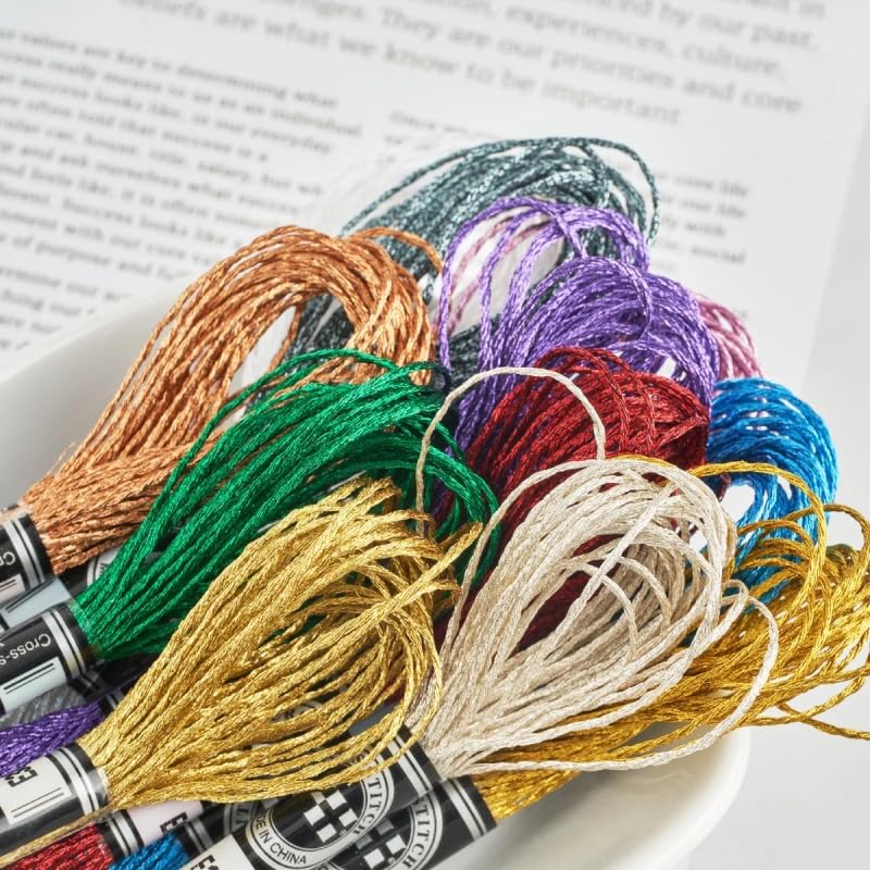 11 Skeins Metallic Embroidery Thread,Multi-Color Embroidery Floss for DIY