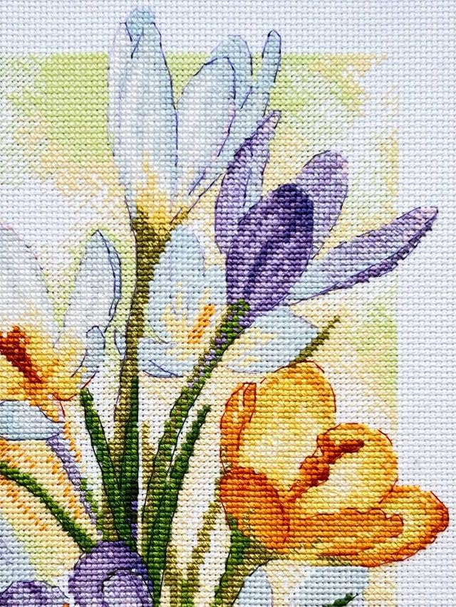 RIOLIS 2190 Spring Glow. Crocuses Counted Cross Stitch Kit 8.25 x 11.75 in - style: Spring Glow. Crocuses 2190