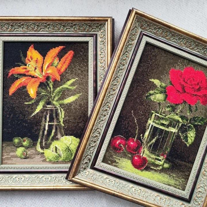 RIOLIS 2123 Rose and Sweet Cherry Counted Cross Stitch Kit 6 x 8.25 in - style: Rose and Sweet Cherry 2123