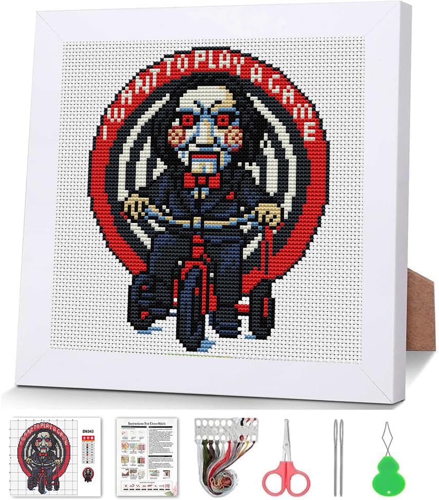 Horror Cross Stitch Kits, Cross Stitch Kits for Adults Beginner with Framed - color: cross stitch Framed-2