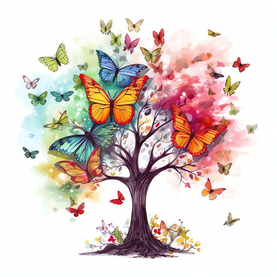 DYAIANGMU Tree of Life Stamped Cross Stitch Kit for Adults 13.7x13.7 inches - color: cat