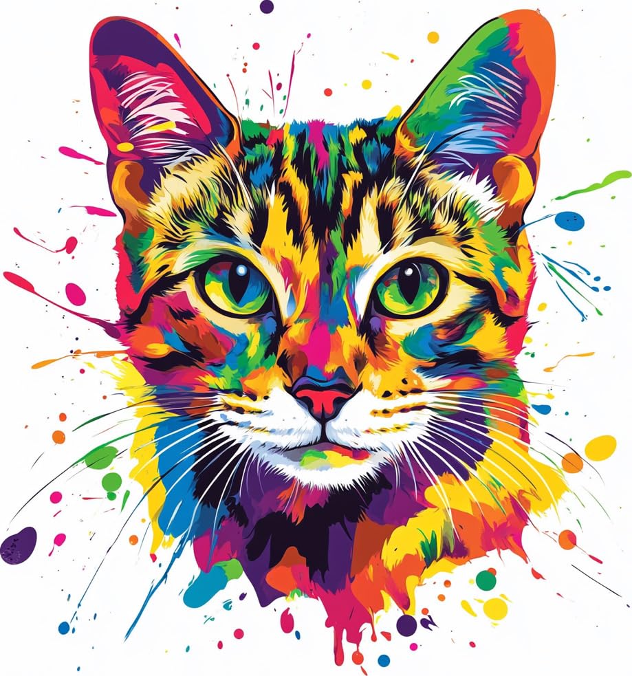 Moohue Stamped Cross Stitch Kits for Adults Animal Cute Cat 14CT Pre Printed Cross Stitch Kits for Beginners (Cute Cat) - color: Cute Cat