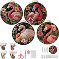 LB 4 Pack Pink Flamingo Embroidery Kit for Beginners Green Leaf Plant Beginner Embroidery Kit for Adults DIY Starter Kit with Embroidery Hoop Colorful Threads Tools Step by Step Instructions - color: Pink and Green