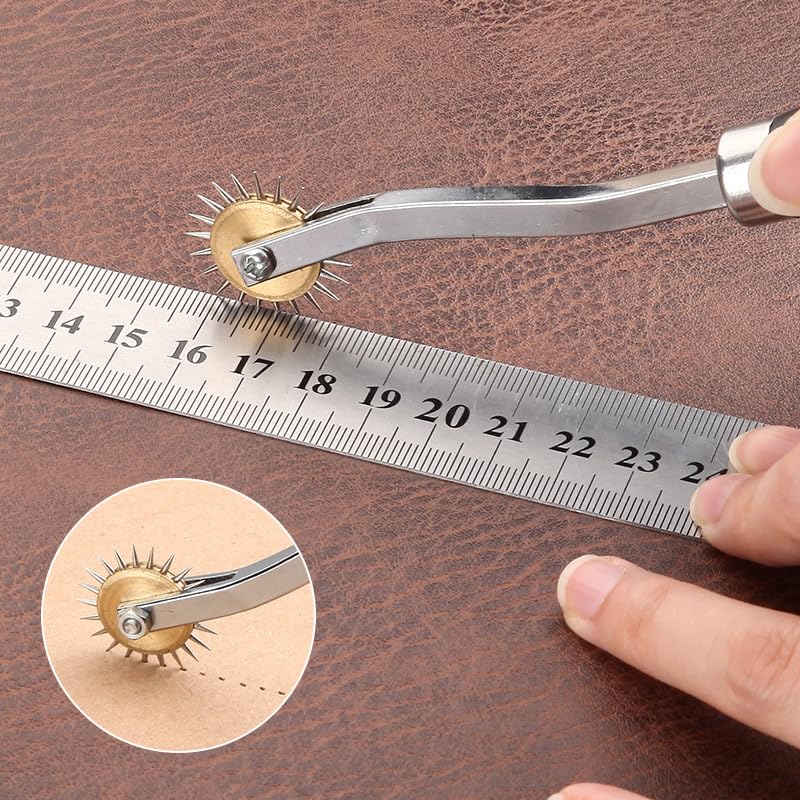 Driak 4MM Professional Tracing Wheel for Sewing, Stainless Steel Pounce Wheel with Ergonomic Wooden Handle, Needle Point Tracking Tool for Pattern Paper, Leather, and Cloth Crafts