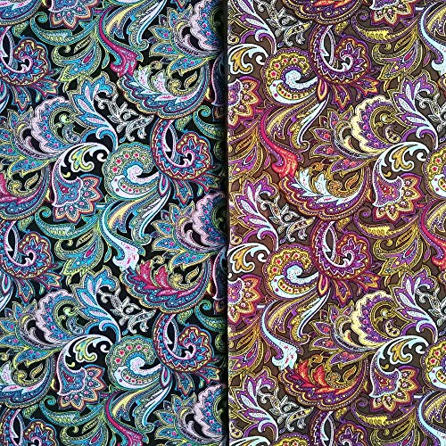 Fat Quarters Fabric Bundles Cotton Quilting Fabric, Dark Paisley Pattern - color: Dark Paisly